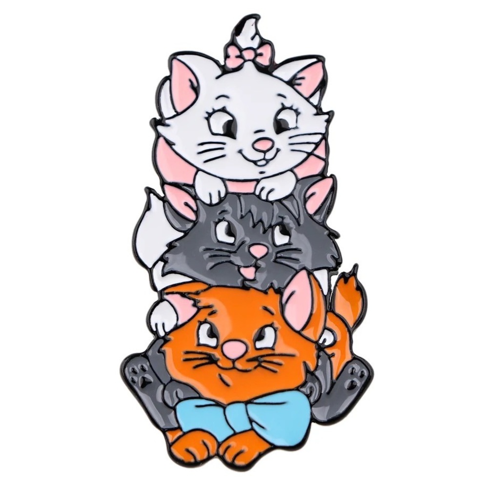 Aristo Cats Trio Enamel Pin Ginger Tabby Black Kittens Disney 90s Cartoon Brooch